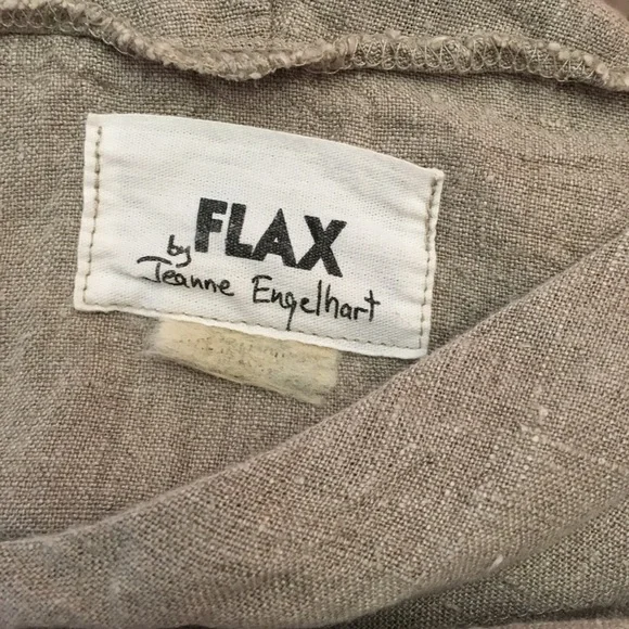 Flax Women's Long Sleeve Button Down Linen Tan Jacket Size Medium Lagenlook - Picture 6 of 6